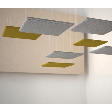 Купить акустическая подвесная звукопоглощающая панель ecosound quadro light grey. 70мм 1х1м цвет светло-серый по низкой цене