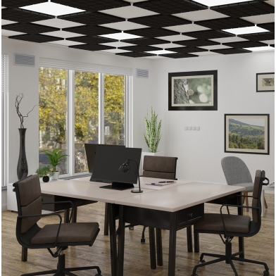 Купить акустическая плита для подвесных потолочных систем  ecosound tetras strong 600х600х50мм grey по низкой цене