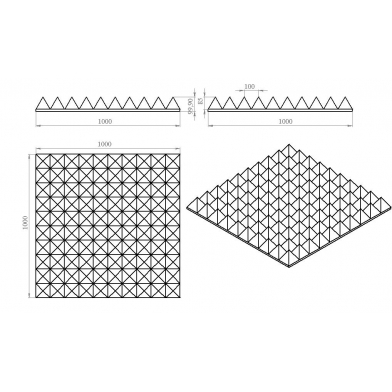Купить акустический поролон ecosound пирамида xl 100мм 1мх1м цвет черный графит по низкой цене