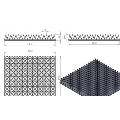Купить акустический поролон ecosound пирамида 120мм 1мх1м цвет черный графит по низкой цене