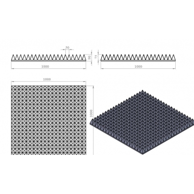 Купить акустический поролон ecosound пирамида 90мм 1мх1м цвет черный графит по низкой цене