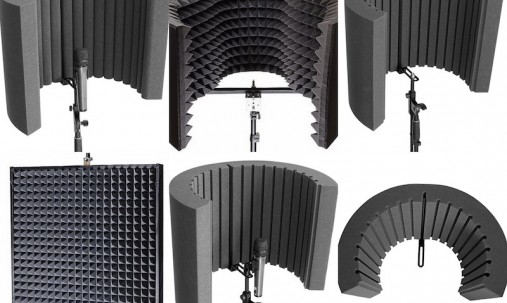 Пример применения  Акустический экран для микрофона Ecosound XL 100х85 см цвет черный