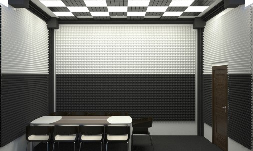 Визуализация проекта с использованием Панель из акустического поролона пирамида Ecosound Pyramid Gain Orange 70 мм.45х45см цвет оранжевый