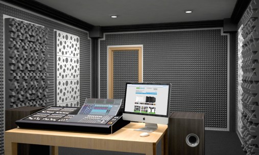 Визуализация проекта с использованием Панель из акустического поролона пирамида Ecosound Pyramid Gain Orange 70 мм.45х45см цвет оранжевый