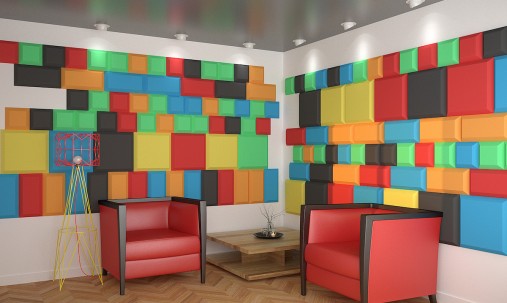 Визуализация проекта с использованием Акустическая панель Ecosound Cinema Acoustic coral 50х50 см цвет коралл