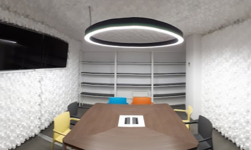 Пример применения  Акустический диффузор-рассеиватель Ecosound EcoWOOD 135 мм,60х60 см Светлый дуб