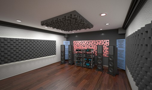 Визуализация проекта с использованием Акустический диффузор-рассеиватель Ecosound EcoWOOD 135 мм,60х60 см Светлый дуб